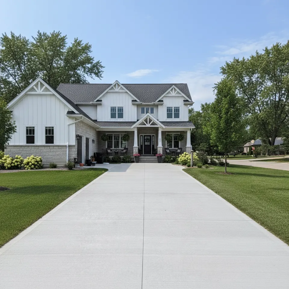 Concrete driveway approach from the street